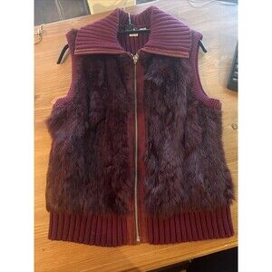 WILSONS LEATHER Maxima $395 Genuine Fur Genuine Leather Trim Sweater Top Size M